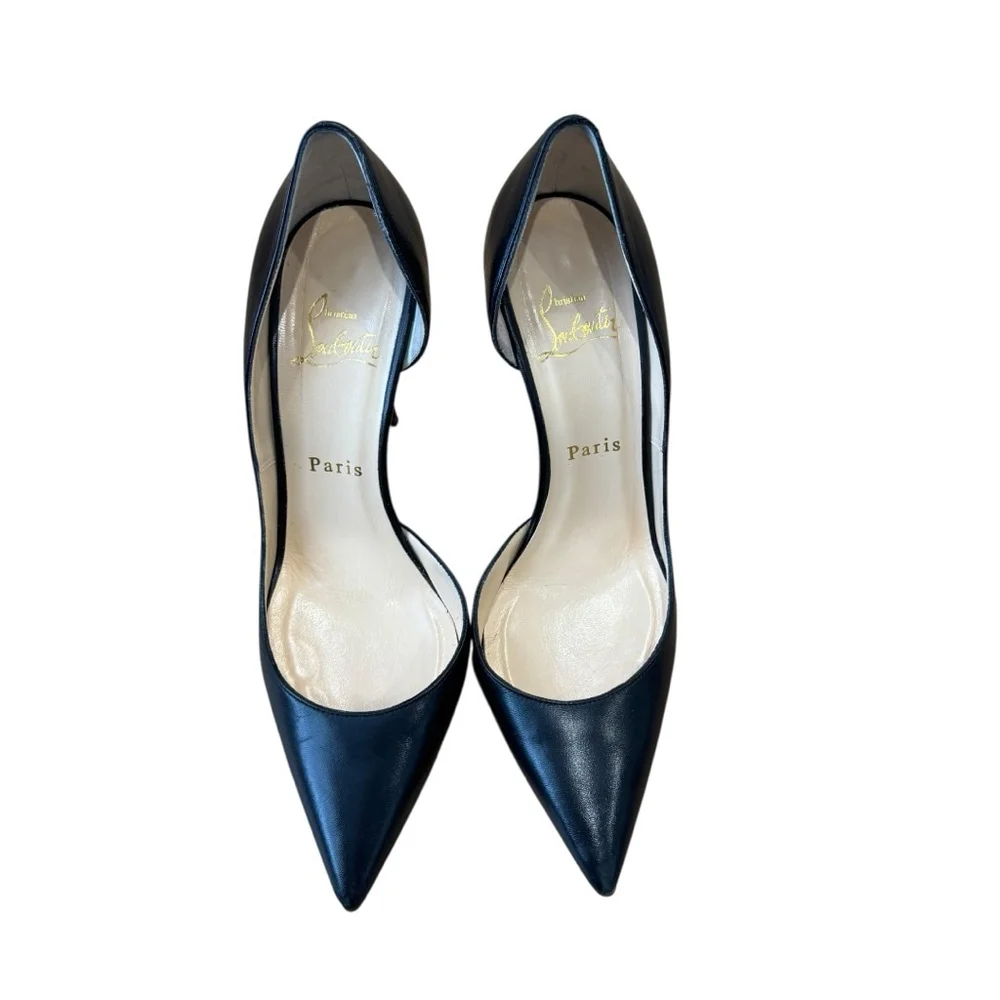 Christian Louboutin Iriza 100 Black Leather pointed Pumps